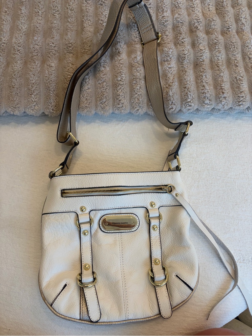 Franco Sarto Cream Crossbody Bag with Gold Hardware - Picture 2 of 5
